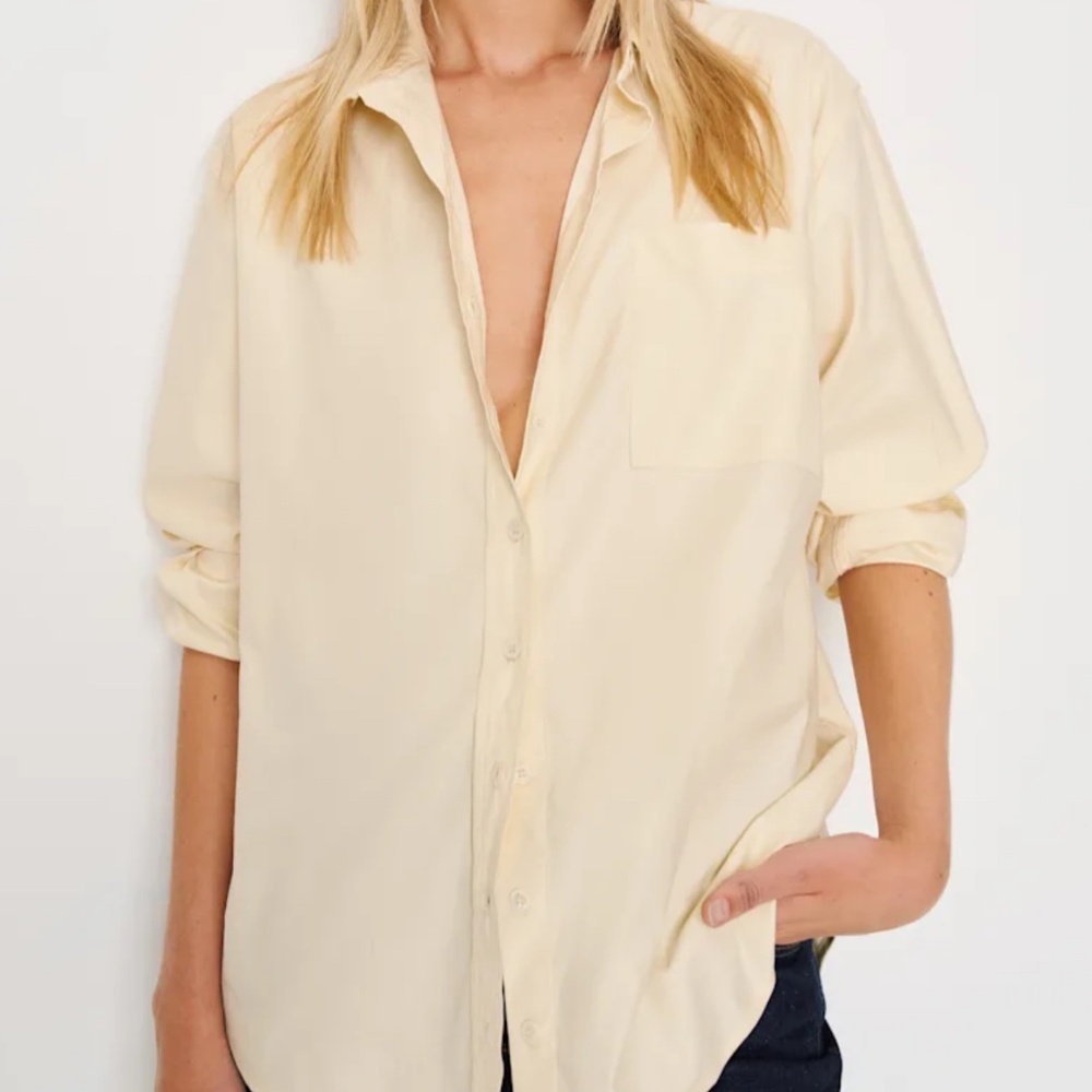 Reformation Eli Oversized Shirt Ivory - Size XS